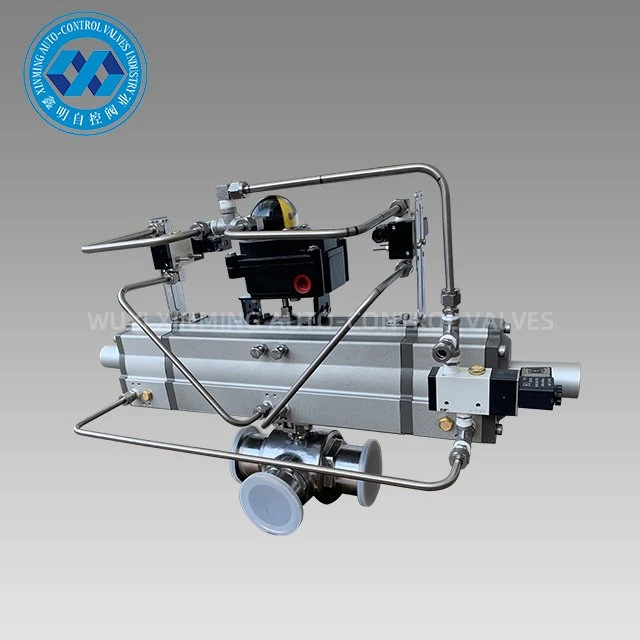 Valv boul 3 Fason ak actuator Pneumatic