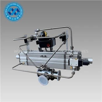 Valv boul 3 Fason ak actuator Pneumatic