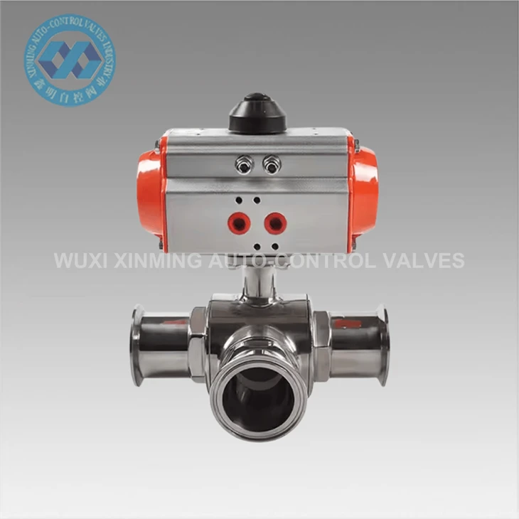 Segondè bon jan kalite Pneumatic twa fason boul valv