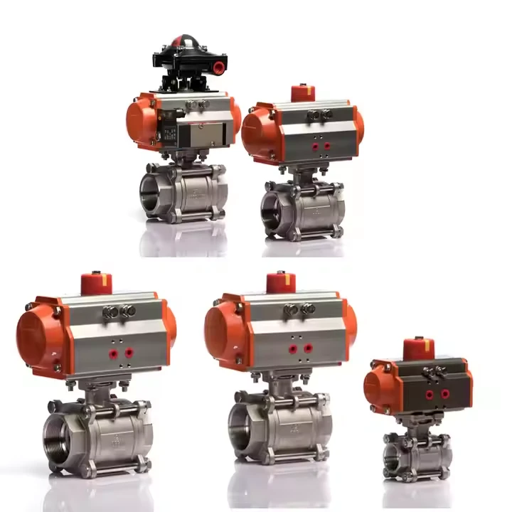 Pneumatic Actuator Entèn fil Nerjaveèi asye 316 3 PCS Pneumatic bi-direksyon boul valv