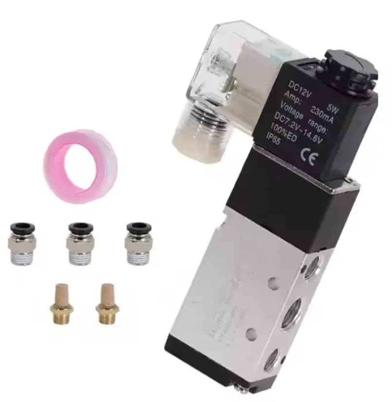 Pneumatic Solenoid Valve 5 Way 2- Pozisyon Kontwòl Air 12V 24V