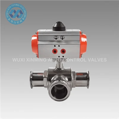 Segondè bon jan kalite Pneumatic twa fason boul valv