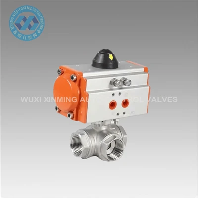 Segondè bon jan kalite asye pur Pneumatic twa-fason valv boul