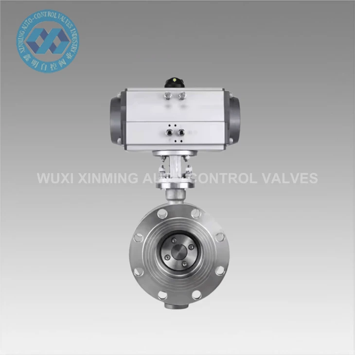 Nerjaveèi segondè Tanperati eksplozyon -prèv Pneumatic Hard Seal bride valv papiyon